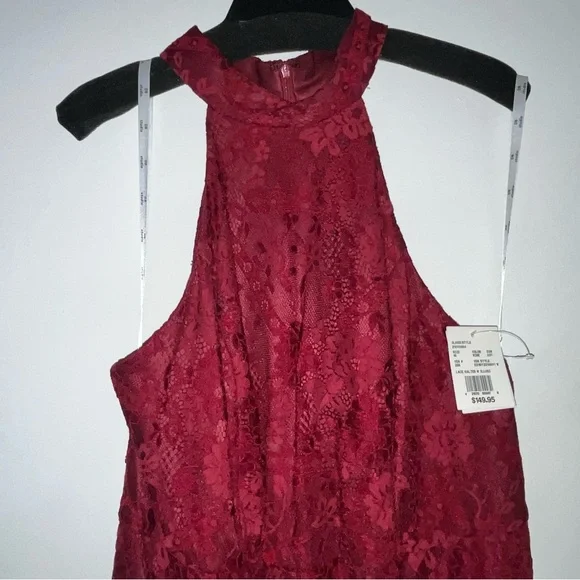 NWT David's Bridal Burgundy Lace Maxi Dress - Picture 5 of 5